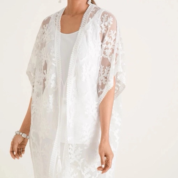 Chico's Other - Chico's Ivory Lace Open Cardigan